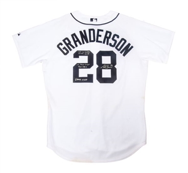 2008 Curtis Granderson Game Worn, Signed and Inscribed Detroit Tigers Home Jersey (MLB Authenticated) 